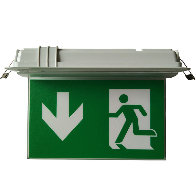 Small Size LED Ceiling Recessed Led Exit Signs With Emergency Lighting 3 H Operation
