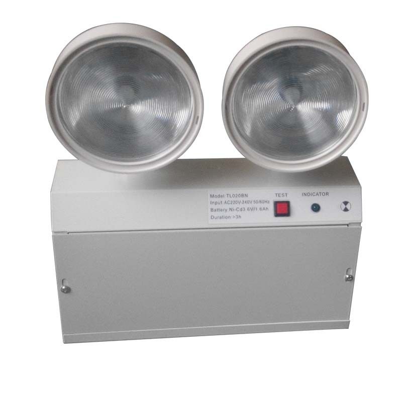 2W Twin Spot LED d'urgence en acier léger Casing Ni-Cd batterie 3 heures Durée TL020BN