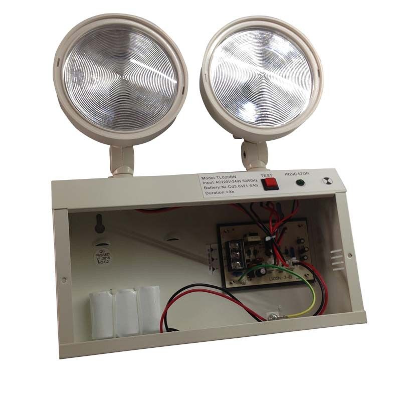 2W Twin Spot LED d'urgence en acier léger Casing Ni-Cd batterie 3 heures Durée TL020BN