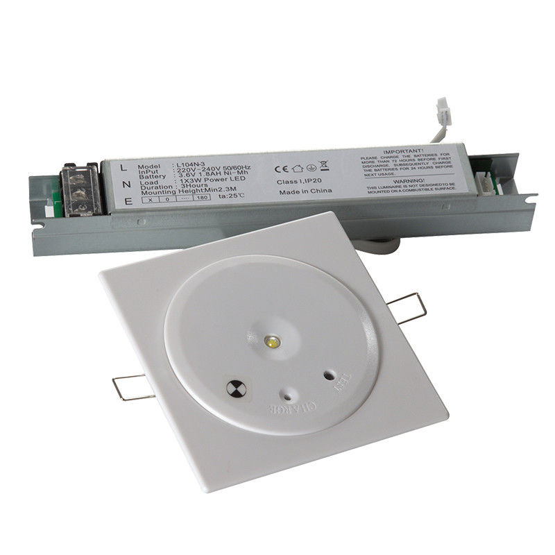 Plafonnier LED d'urgence IP20 pour usage commercial avec batterie de secours 1W SMD Batterie Ni-Cd 3 heures EL104N-1