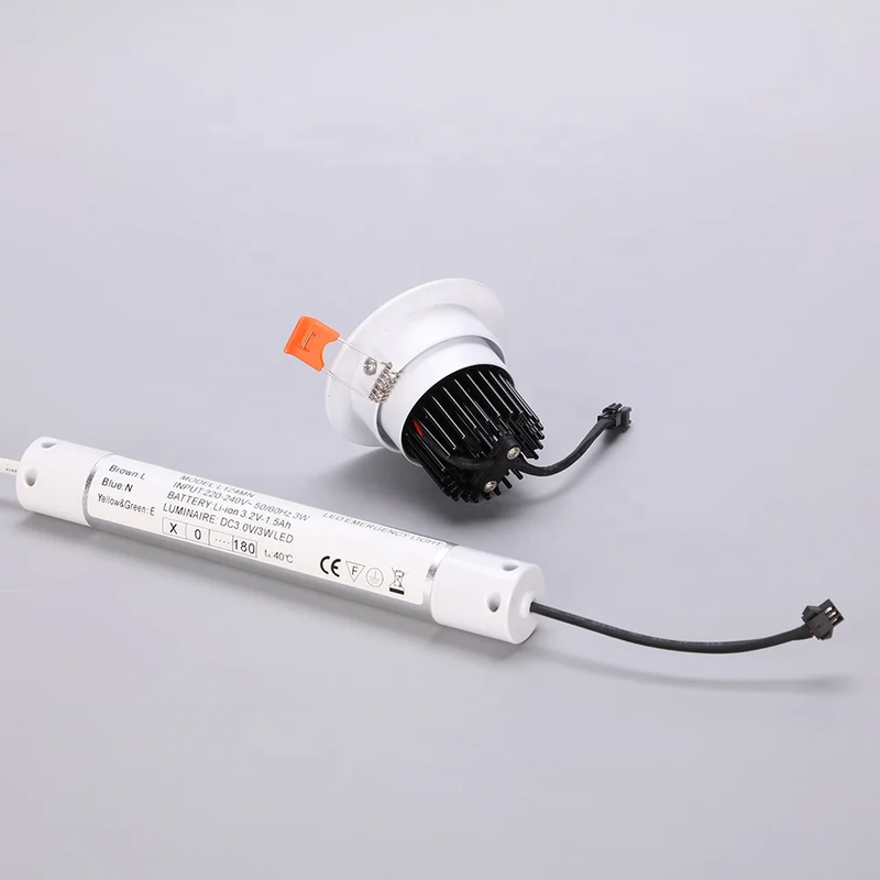 10°C à 55°C, lampe d'urgence de plafond avec indicateur vert, alimentation CA et batterie Ni-CD 3.6V/0.6Ah