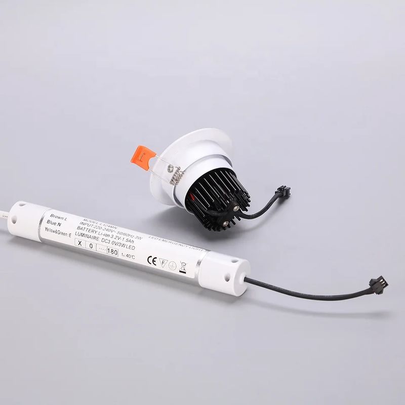 Éclairage de secours commercial encastré au plafond avec large plage de température, batterie de secours, LED COB 3W, batterie Ni-Cd L128N
