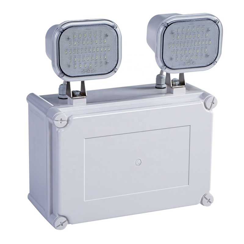 Lampe de secours LED double spot 2x6W haute luminosité, garantie 3 ans, durée de vie 50000 heures