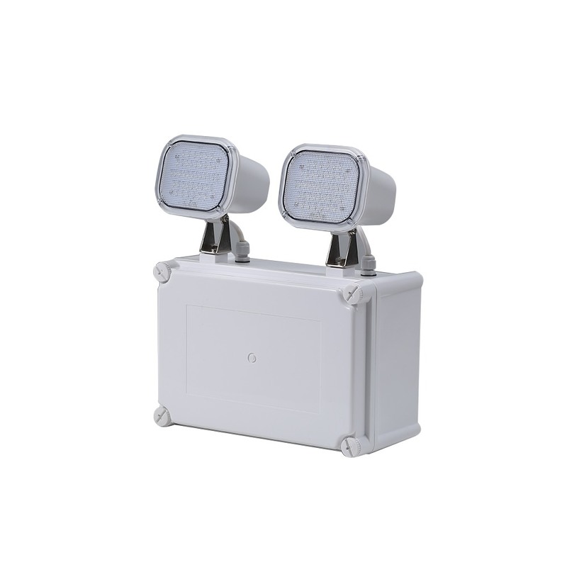 Lampe de secours LED double spot 2x6W haute luminosité, garantie 3 ans, durée de vie 50000 heures