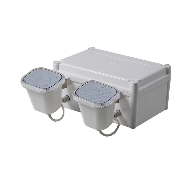 Lampe de secours LED double spot 2x6W haute luminosité, garantie 3 ans, durée de vie 50000 heures