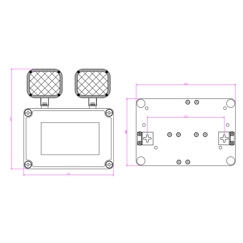 12W LED Twin Spot Lumière d'urgence IP65 imperméable à l'eau 6500K Blanc froid 3 heures Durée