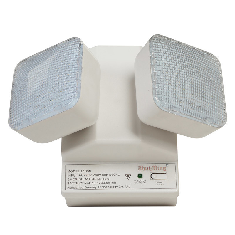 6W Projecteur LED d'urgence double 6500K Batterie Ni-Cd 3.6V 3.0Ah Boîtier PC IP20