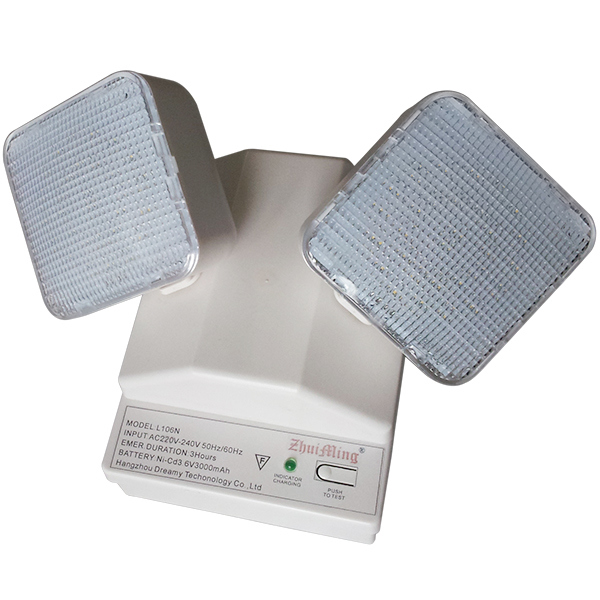 6W Projecteur LED d'urgence double 6500K Batterie Ni-Cd 3.6V 3.0Ah Boîtier PC IP20
