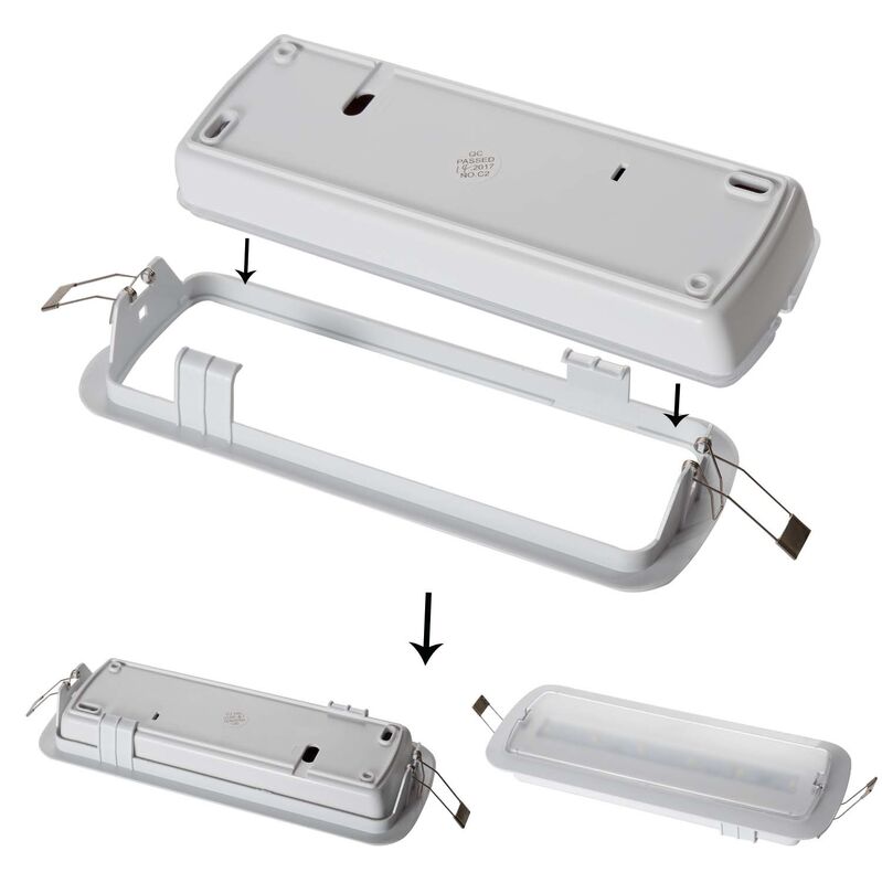 Plafonnier LED encastré pour sortie de secours avec batterie Ni-Cd, garantie 3 ans, 6500K