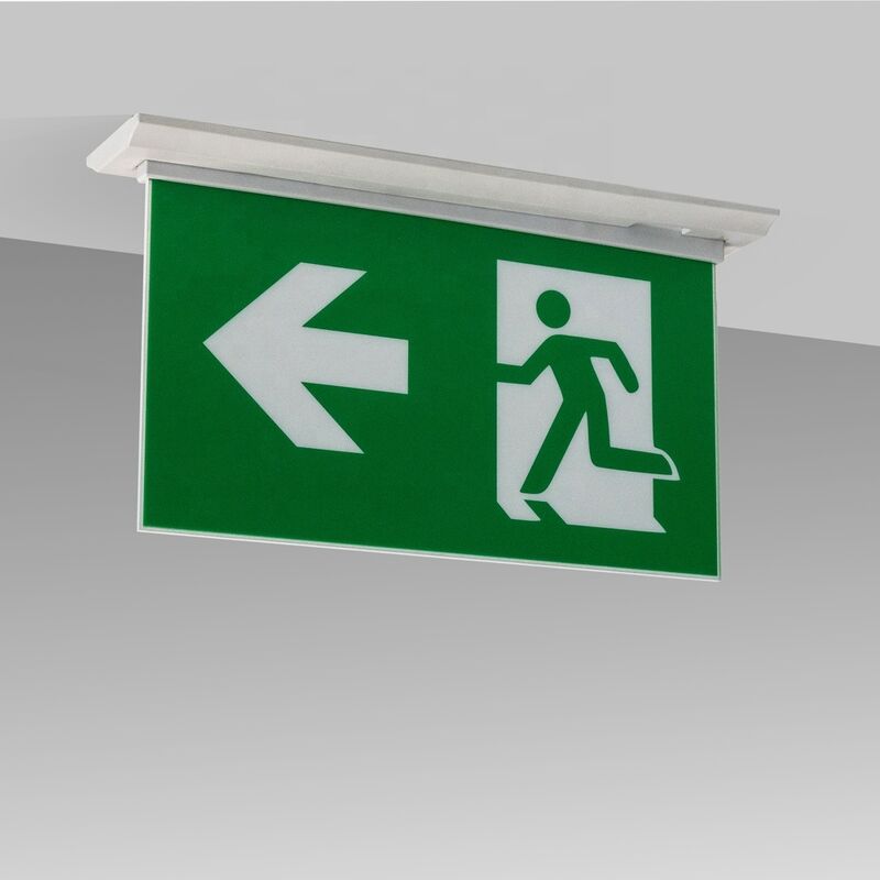 Signalisation de sortie de secours LED double face certifiée CE IP20, 3 heures d'autonomie sur batterie L211M